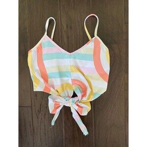 Kortni Jeane Retro Rainbow Tie up Top